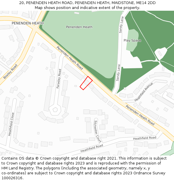 20, PENENDEN HEATH ROAD, PENENDEN HEATH, MAIDSTONE, ME14 2DD: Location map and indicative extent of plot