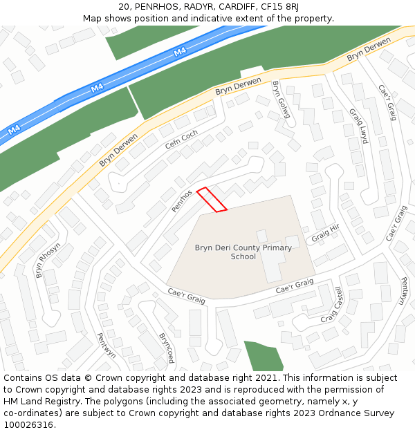 20, PENRHOS, RADYR, CARDIFF, CF15 8RJ: Location map and indicative extent of plot