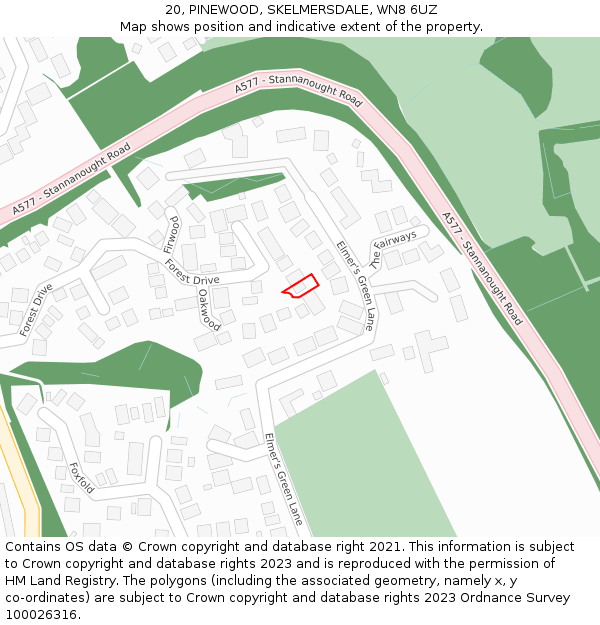 20, PINEWOOD, SKELMERSDALE, WN8 6UZ: Location map and indicative extent of plot