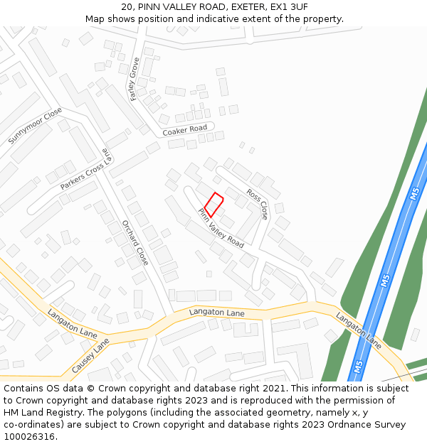 20, PINN VALLEY ROAD, EXETER, EX1 3UF: Location map and indicative extent of plot