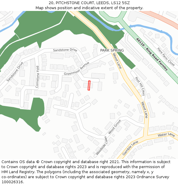 20, PITCHSTONE COURT, LEEDS, LS12 5SZ: Location map and indicative extent of plot
