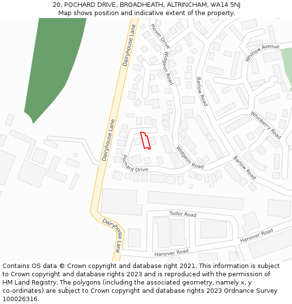 20, POCHARD DRIVE, BROADHEATH, ALTRINCHAM, WA14 5NJ: Location map and indicative extent of plot