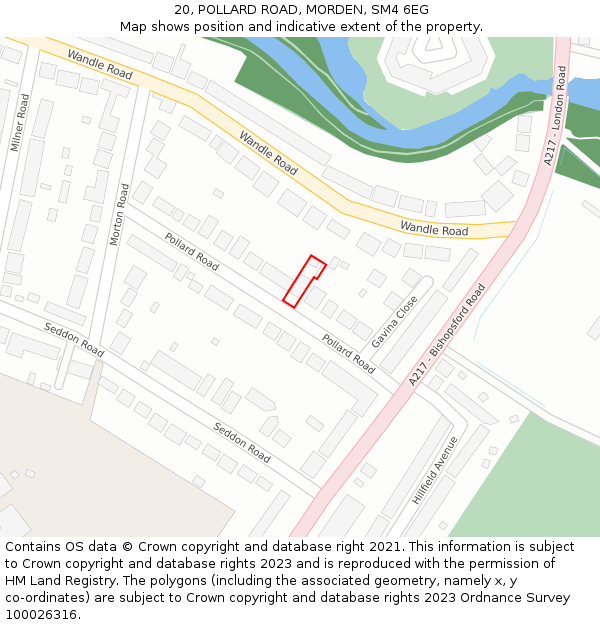 20, POLLARD ROAD, MORDEN, SM4 6EG: Location map and indicative extent of plot