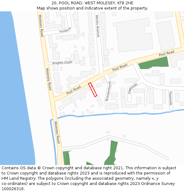 20, POOL ROAD, WEST MOLESEY, KT8 2HE: Location map and indicative extent of plot