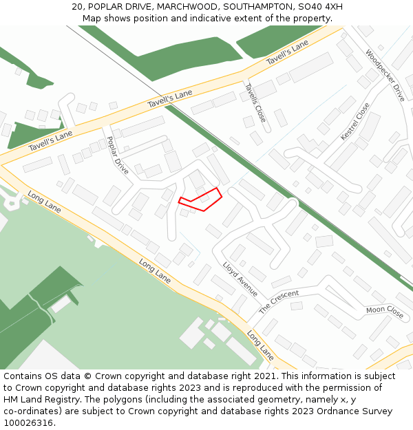 20, POPLAR DRIVE, MARCHWOOD, SOUTHAMPTON, SO40 4XH: Location map and indicative extent of plot