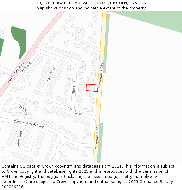 20, POTTERGATE ROAD, WELLINGORE, LINCOLN, LN5 0BN: Location map and indicative extent of plot