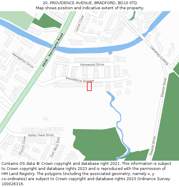 20, PROVIDENCE AVENUE, BRADFORD, BD10 0TQ: Location map and indicative extent of plot