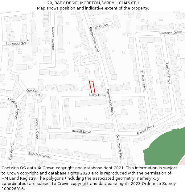 20, RABY DRIVE, MORETON, WIRRAL, CH46 0TH: Location map and indicative extent of plot