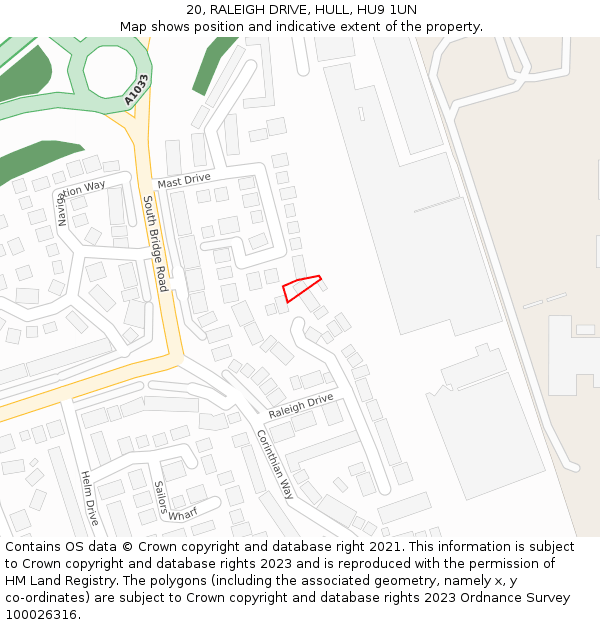 20, RALEIGH DRIVE, HULL, HU9 1UN: Location map and indicative extent of plot