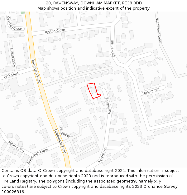20, RAVENSWAY, DOWNHAM MARKET, PE38 0DB: Location map and indicative extent of plot