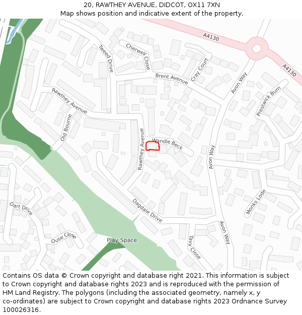 20, RAWTHEY AVENUE, DIDCOT, OX11 7XN: Location map and indicative extent of plot