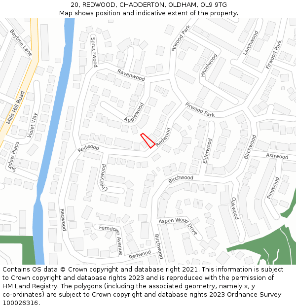 20, REDWOOD, CHADDERTON, OLDHAM, OL9 9TG: Location map and indicative extent of plot