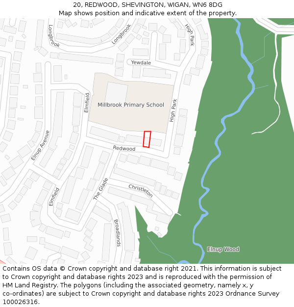 20, REDWOOD, SHEVINGTON, WIGAN, WN6 8DG: Location map and indicative extent of plot