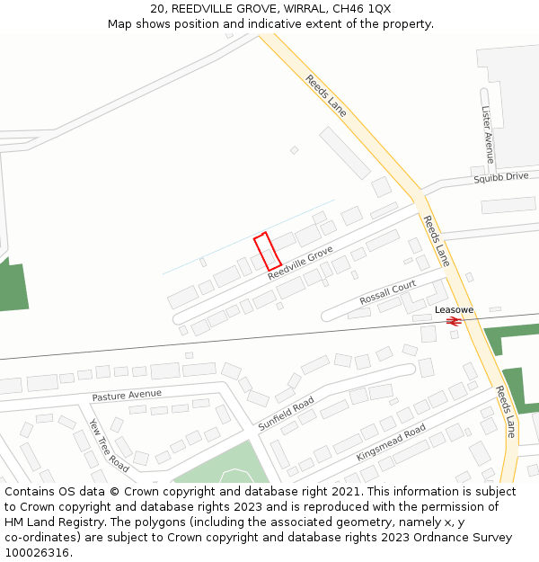 20, REEDVILLE GROVE, WIRRAL, CH46 1QX: Location map and indicative extent of plot