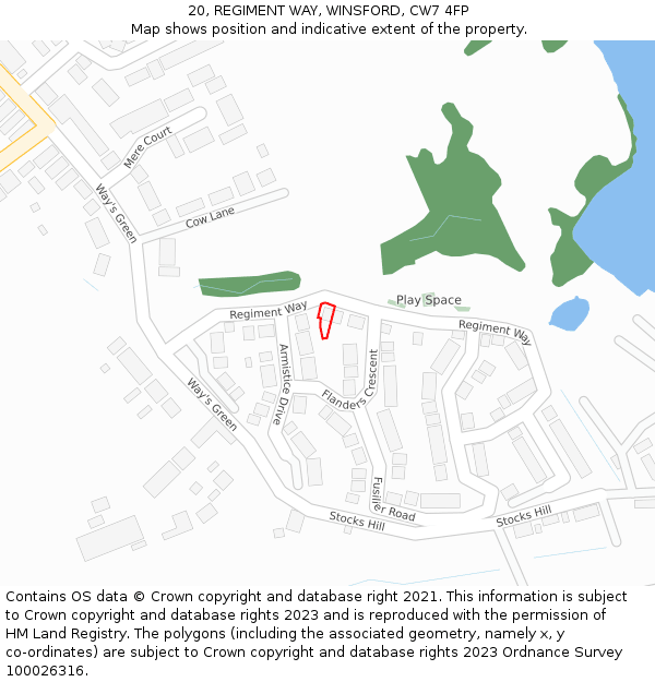 20, REGIMENT WAY, WINSFORD, CW7 4FP: Location map and indicative extent of plot