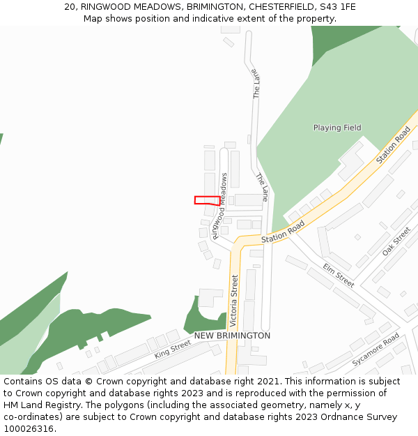 20, RINGWOOD MEADOWS, BRIMINGTON, CHESTERFIELD, S43 1FE: Location map and indicative extent of plot