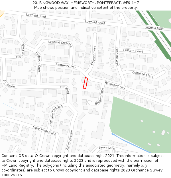 20, RINGWOOD WAY, HEMSWORTH, PONTEFRACT, WF9 4HZ: Location map and indicative extent of plot