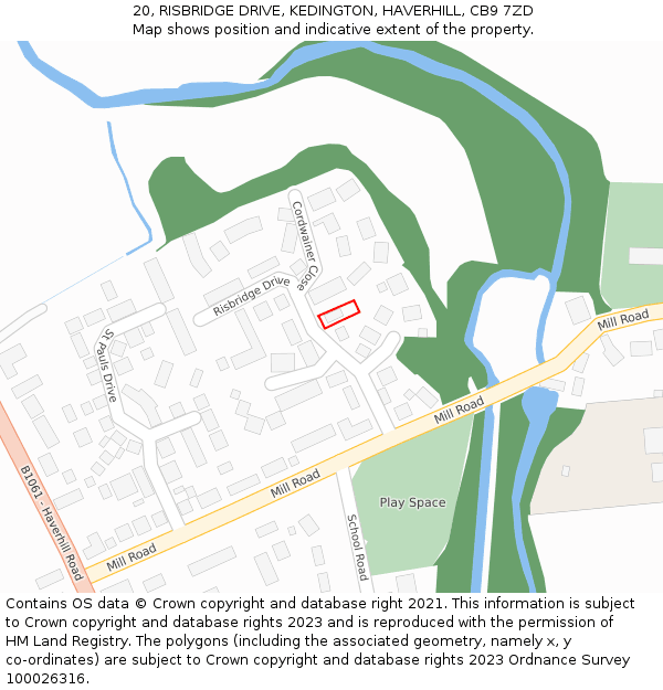 20, RISBRIDGE DRIVE, KEDINGTON, HAVERHILL, CB9 7ZD: Location map and indicative extent of plot