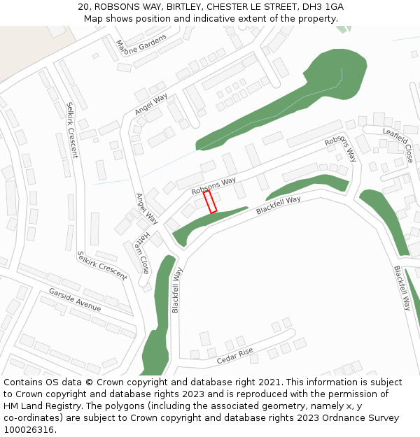 20, ROBSONS WAY, BIRTLEY, CHESTER LE STREET, DH3 1GA: Location map and indicative extent of plot