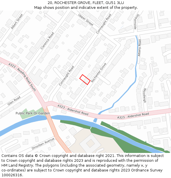 20, ROCHESTER GROVE, FLEET, GU51 3LU: Location map and indicative extent of plot