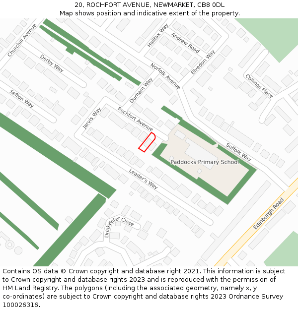 20, ROCHFORT AVENUE, NEWMARKET, CB8 0DL: Location map and indicative extent of plot