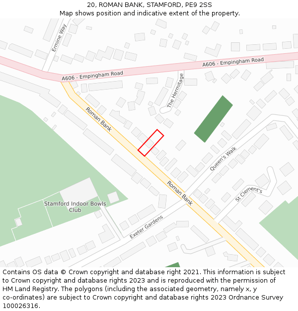 20, ROMAN BANK, STAMFORD, PE9 2SS: Location map and indicative extent of plot