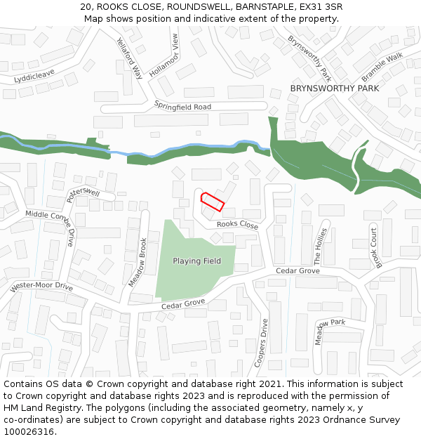 20, ROOKS CLOSE, ROUNDSWELL, BARNSTAPLE, EX31 3SR: Location map and indicative extent of plot