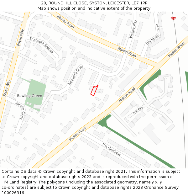 20, ROUNDHILL CLOSE, SYSTON, LEICESTER, LE7 1PP: Location map and indicative extent of plot