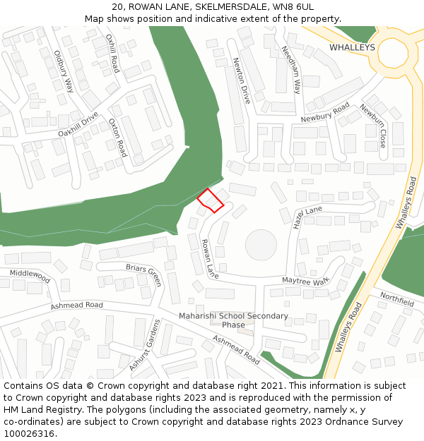 20, ROWAN LANE, SKELMERSDALE, WN8 6UL: Location map and indicative extent of plot