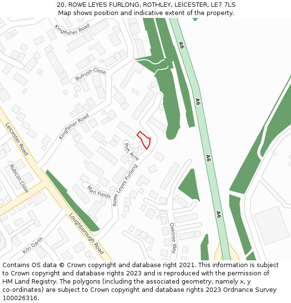 20, ROWE LEYES FURLONG, ROTHLEY, LEICESTER, LE7 7LS: Location map and indicative extent of plot