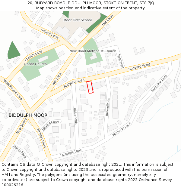 20, RUDYARD ROAD, BIDDULPH MOOR, STOKE-ON-TRENT, ST8 7JQ: Location map and indicative extent of plot