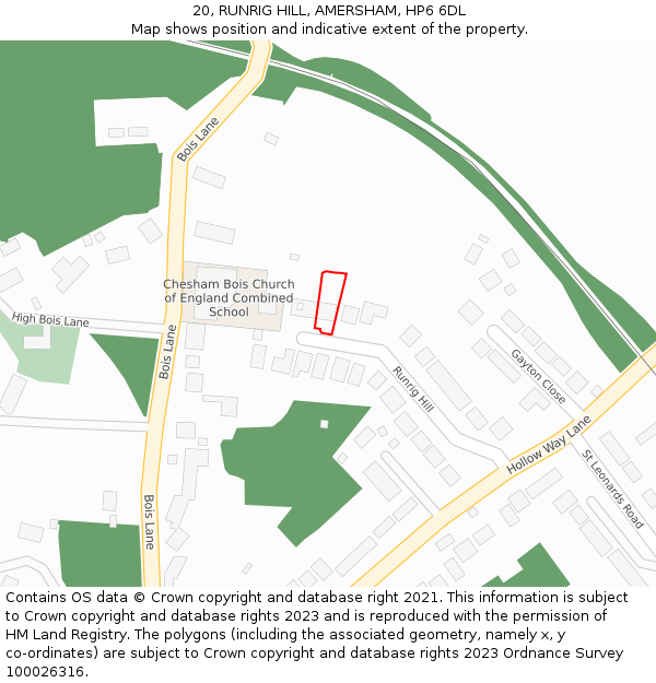 20, RUNRIG HILL, AMERSHAM, HP6 6DL: Location map and indicative extent of plot