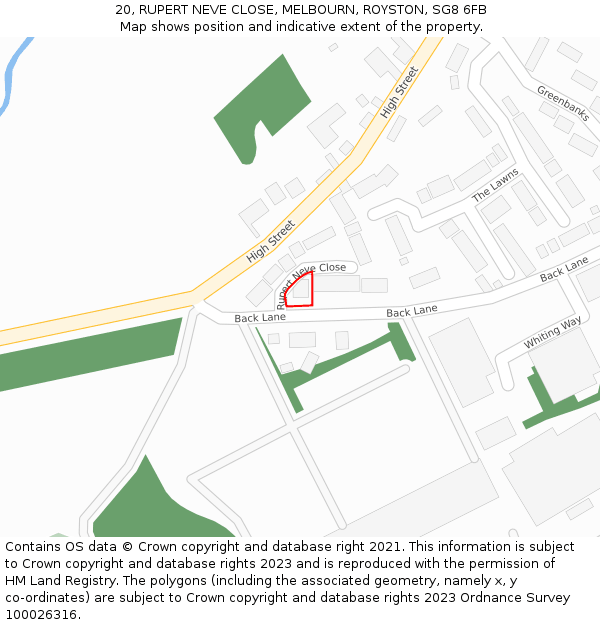 20, RUPERT NEVE CLOSE, MELBOURN, ROYSTON, SG8 6FB: Location map and indicative extent of plot