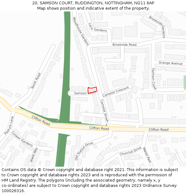 20, SAMSON COURT, RUDDINGTON, NOTTINGHAM, NG11 6AP: Location map and indicative extent of plot