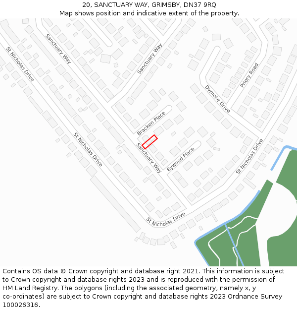 20, SANCTUARY WAY, GRIMSBY, DN37 9RQ: Location map and indicative extent of plot