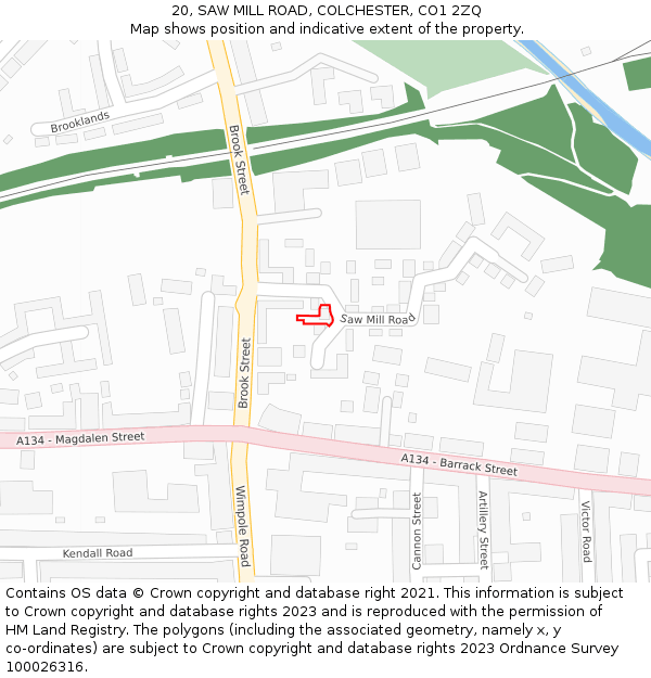 20, SAW MILL ROAD, COLCHESTER, CO1 2ZQ: Location map and indicative extent of plot