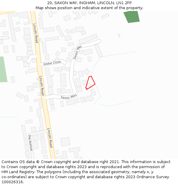 20, SAXON WAY, INGHAM, LINCOLN, LN1 2FP: Location map and indicative extent of plot