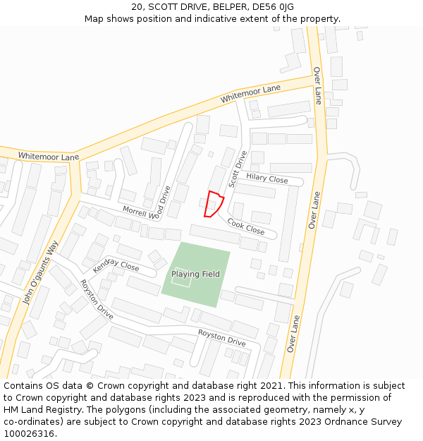 20, SCOTT DRIVE, BELPER, DE56 0JG: Location map and indicative extent of plot