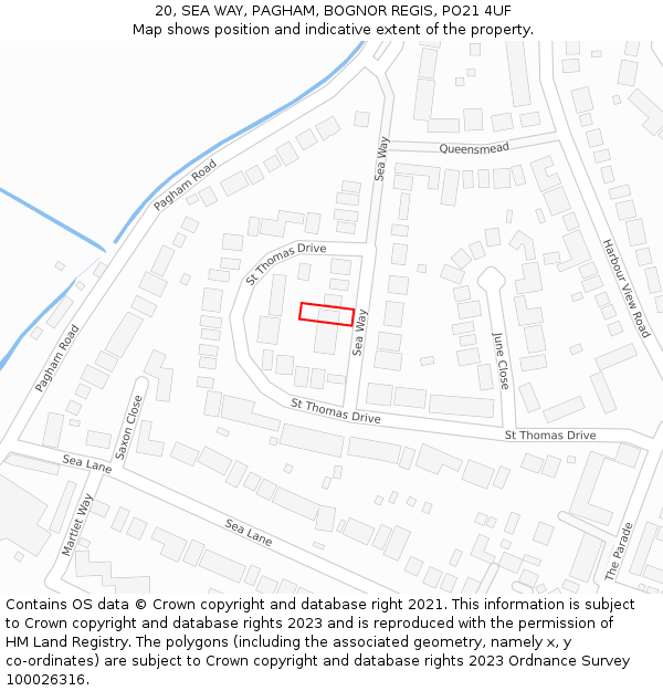 20, SEA WAY, PAGHAM, BOGNOR REGIS, PO21 4UF: Location map and indicative extent of plot