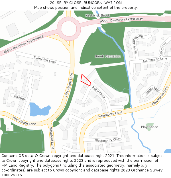 20, SELBY CLOSE, RUNCORN, WA7 1QN: Location map and indicative extent of plot