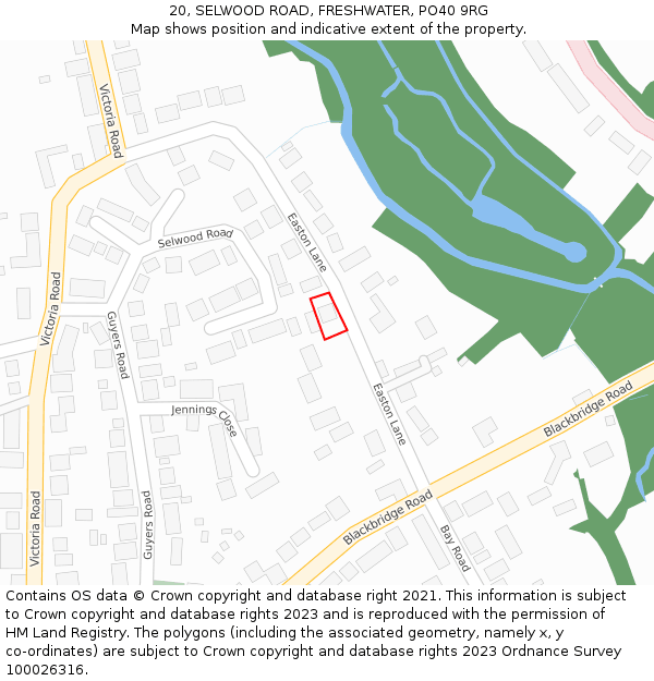 20, SELWOOD ROAD, FRESHWATER, PO40 9RG: Location map and indicative extent of plot