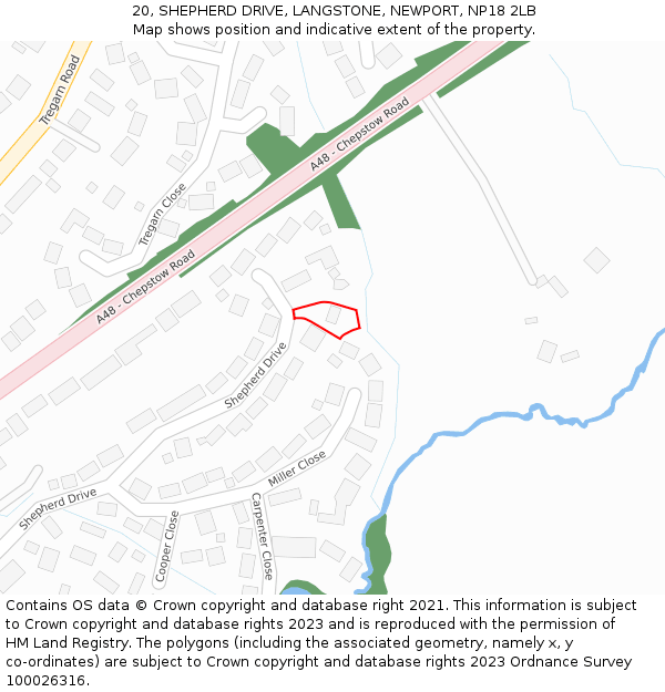 20, SHEPHERD DRIVE, LANGSTONE, NEWPORT, NP18 2LB: Location map and indicative extent of plot