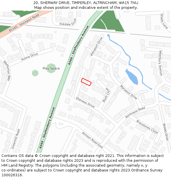 20, SHERWAY DRIVE, TIMPERLEY, ALTRINCHAM, WA15 7NU: Location map and indicative extent of plot