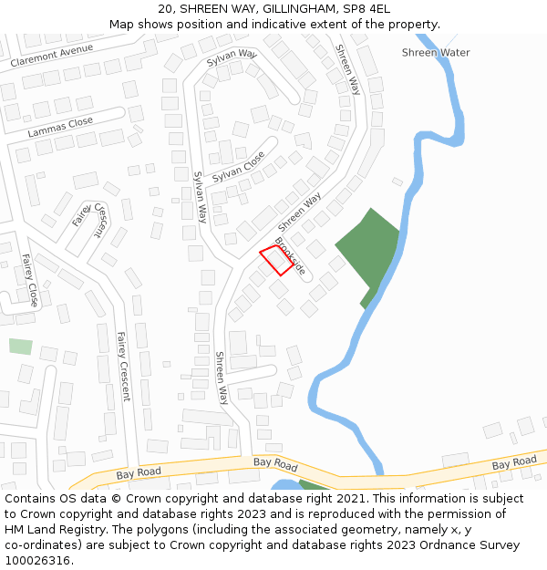 20, SHREEN WAY, GILLINGHAM, SP8 4EL: Location map and indicative extent of plot