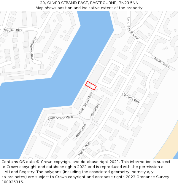 20, SILVER STRAND EAST, EASTBOURNE, BN23 5NN: Location map and indicative extent of plot