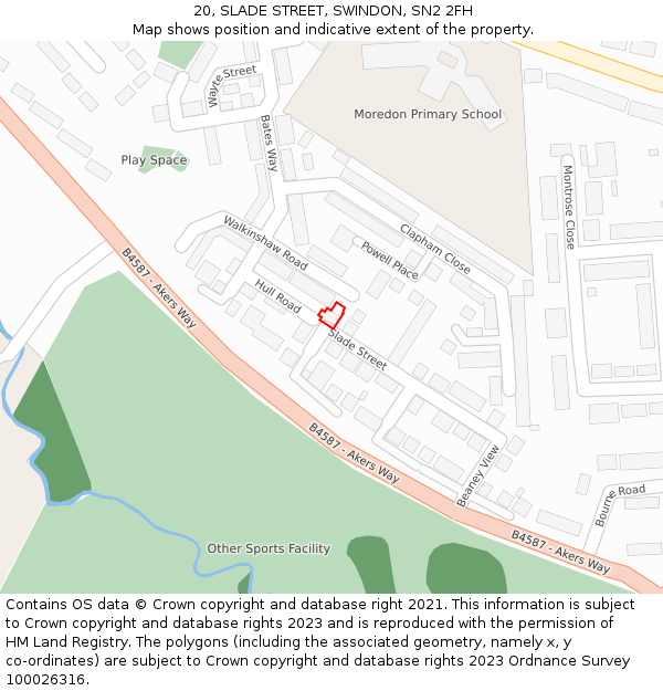 20, SLADE STREET, SWINDON, SN2 2FH: Location map and indicative extent of plot