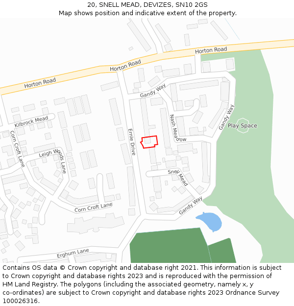 20, SNELL MEAD, DEVIZES, SN10 2GS: Location map and indicative extent of plot