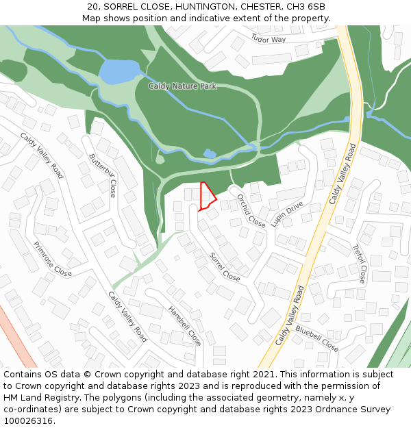 20, SORREL CLOSE, HUNTINGTON, CHESTER, CH3 6SB: Location map and indicative extent of plot