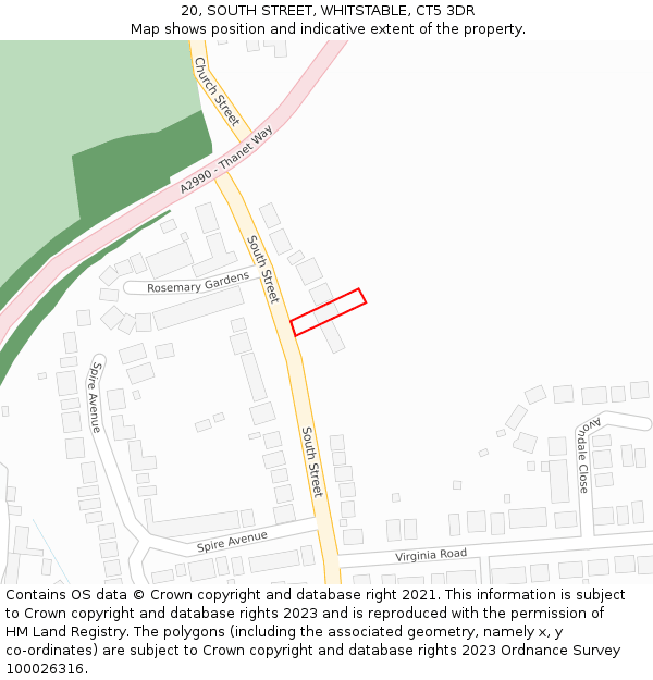 20, SOUTH STREET, WHITSTABLE, CT5 3DR: Location map and indicative extent of plot