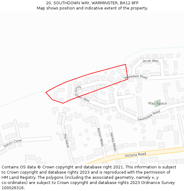 20, SOUTHDOWN WAY, WARMINSTER, BA12 8FP: Location map and indicative extent of plot